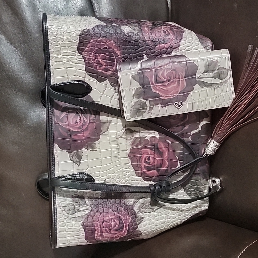 Brighton Collectibles Victorian Rose tote bag and wallet